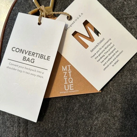 NWT MIZTIQUE The Daisy Felt Convertible Shoulder Bag Backpack Black Brown Vegan - Picture 16 of 16